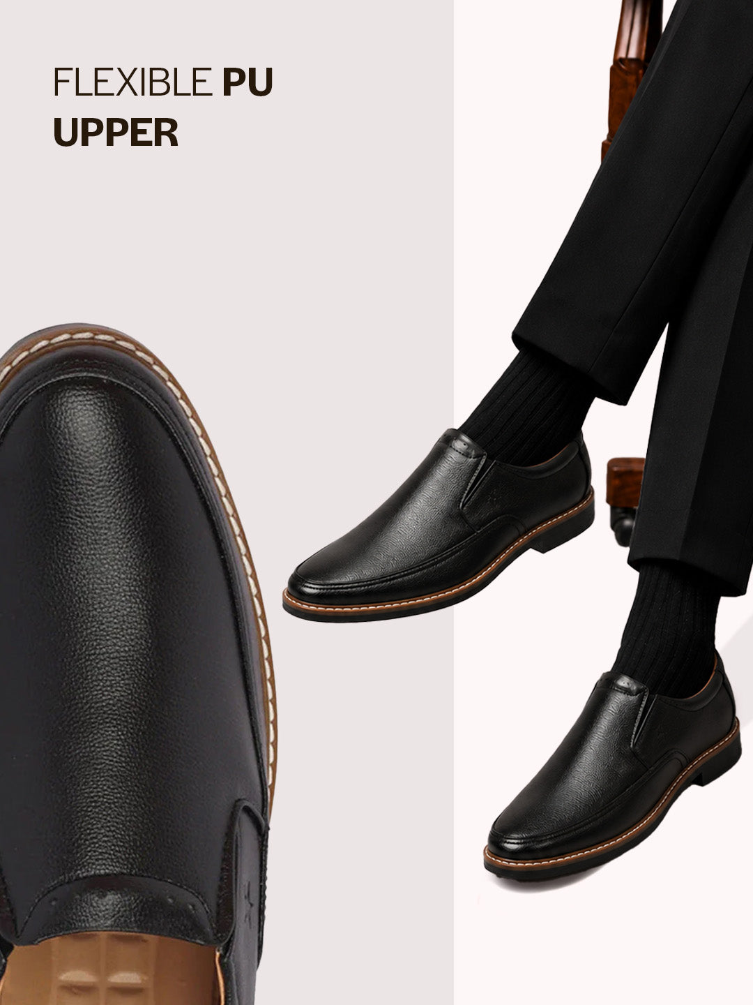men black formal superior comfort slip on shoes