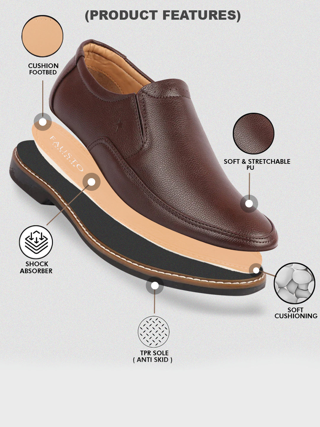 Shop Men Brown Formal Superior Comfort Slip On Shoes Online.