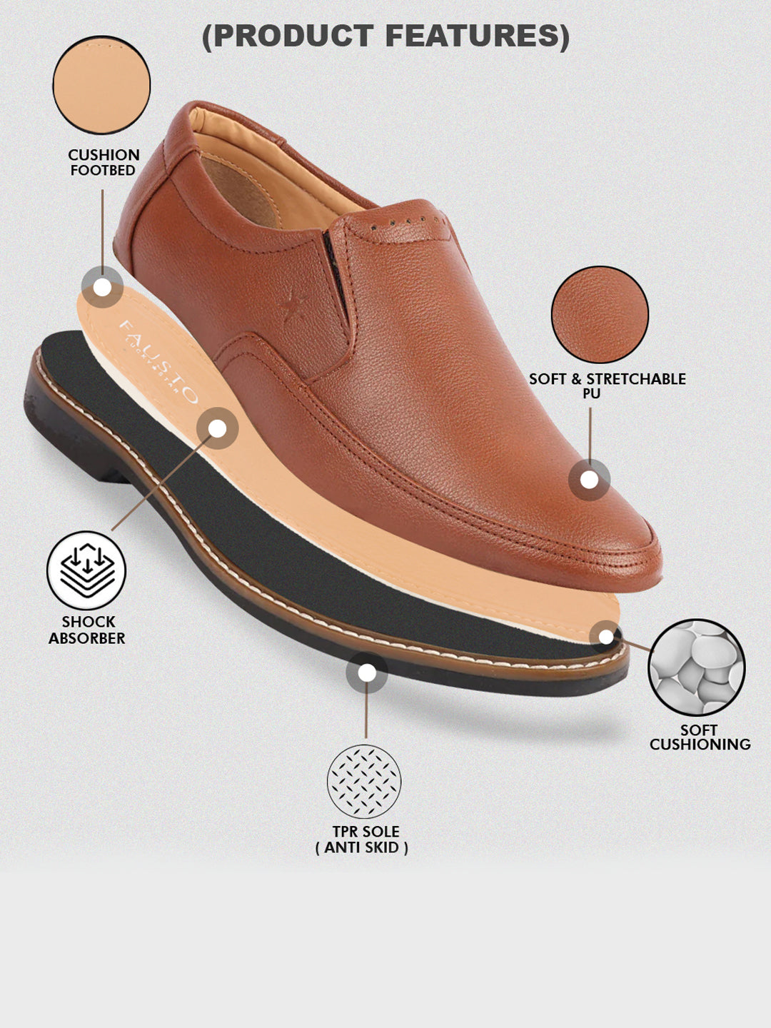 Shop Men Tan Formal Superior Comfort Slip On Shoes Online.