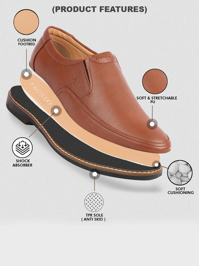Men Tan Formal Superior Comfort Slip On Shoes