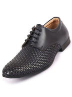 Shop Men Navy Blue Knit Design Formal/Office Lace Up Shoes Online.