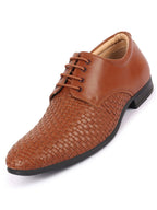 Shop Men Tan Knit Design Formal/Office Lace Up Shoes Online.