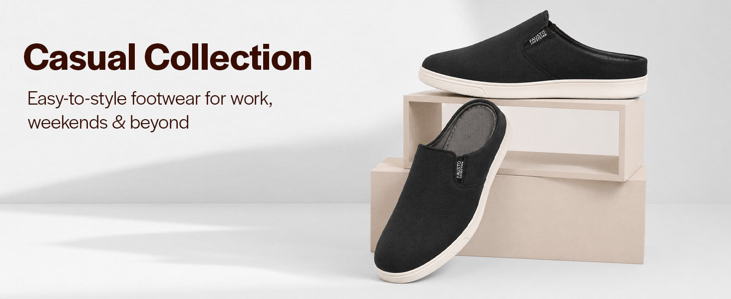 Men Black Casual Back Open Canvas Stylish Slip On Shoes