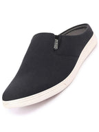 Shop Men Black Casual Back Open Canvas Stylish Slip On Shoes Online.