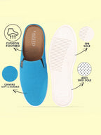 Shop Men Light Blue Casual Back Open Canvas Stylish Slip On Shoes Online.