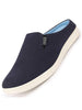 Men Navy Blue Casual Back Open Canvas Stylish Slip On Shoes