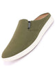 Men Olive Green Casual Back Open Canvas Stylish Slip On Shoes