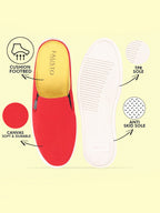 Shop Men Red Casual Back Open Canvas Stylish Slip On Shoes Online.