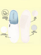 Shop Men White Casual Back Open Canvas Stylish Slip On Shoes Online.