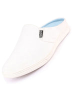 Shop Men White Casual Back Open Canvas Stylish Slip On Shoes Online.