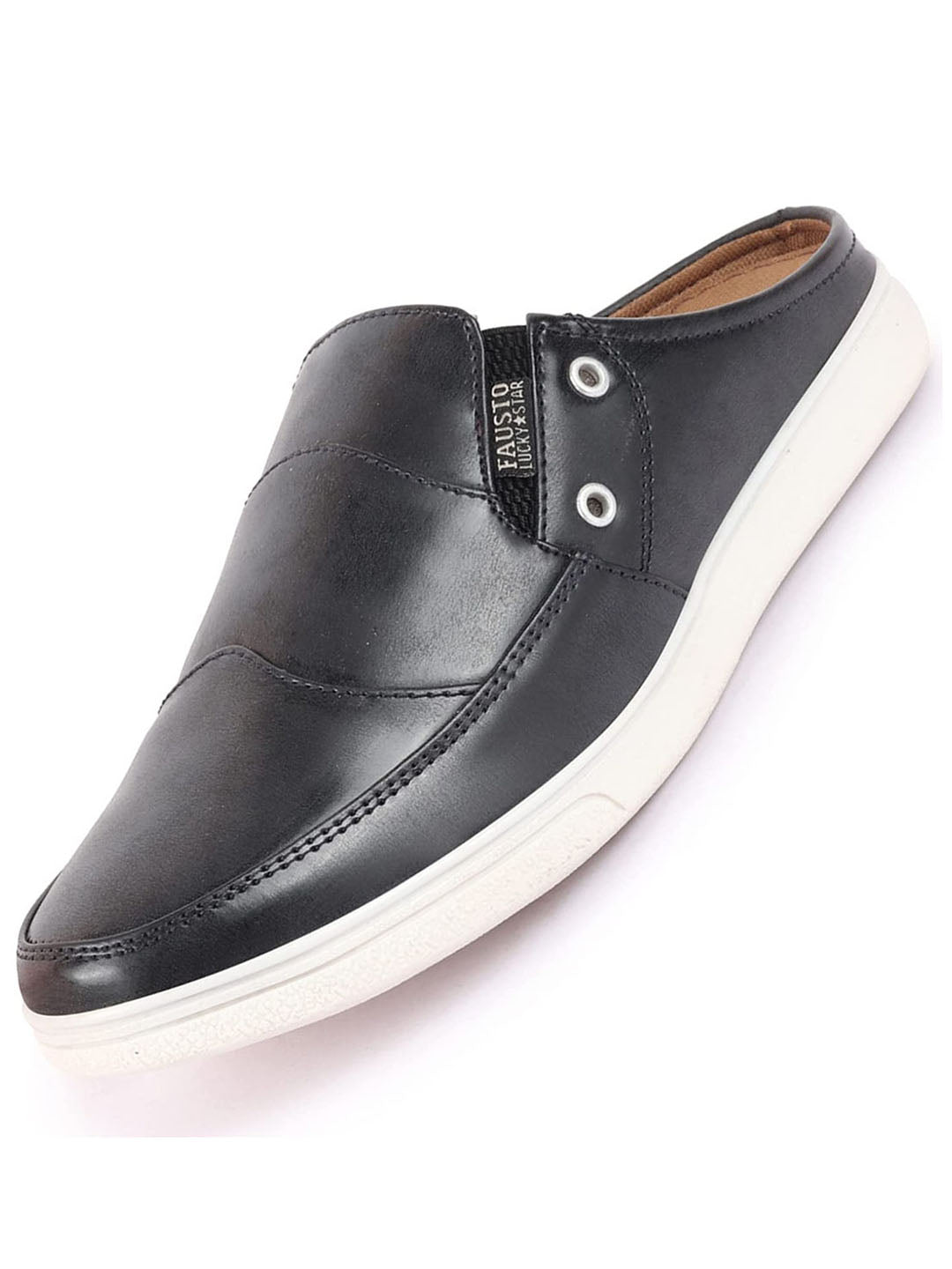 Shop Men Blue Casual Back Open Classic Slip On Shoes Online.