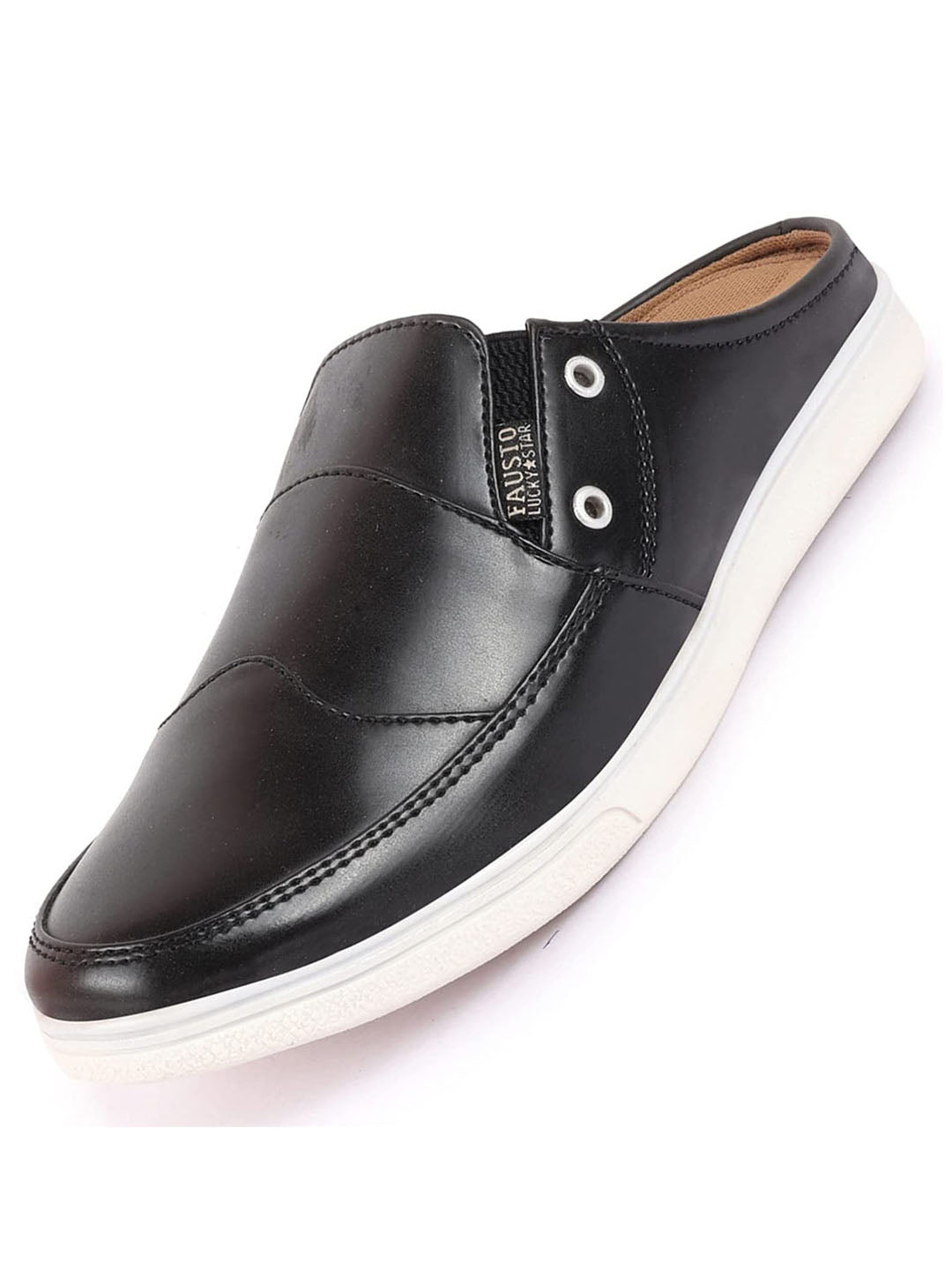 Shop Men Grey Casual Back Open Classic Slip On Shoes Online.