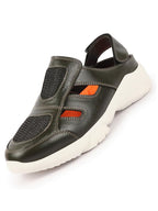Men Olive Hook and Loop Breathable Back Strap Ultra Lightweight Sports Shoe Style Sandals