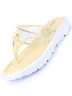 Shop Women Yellow Casual Party Beach Fashion Stylish Floral Design Thong Flats Wedges Slipper Online.