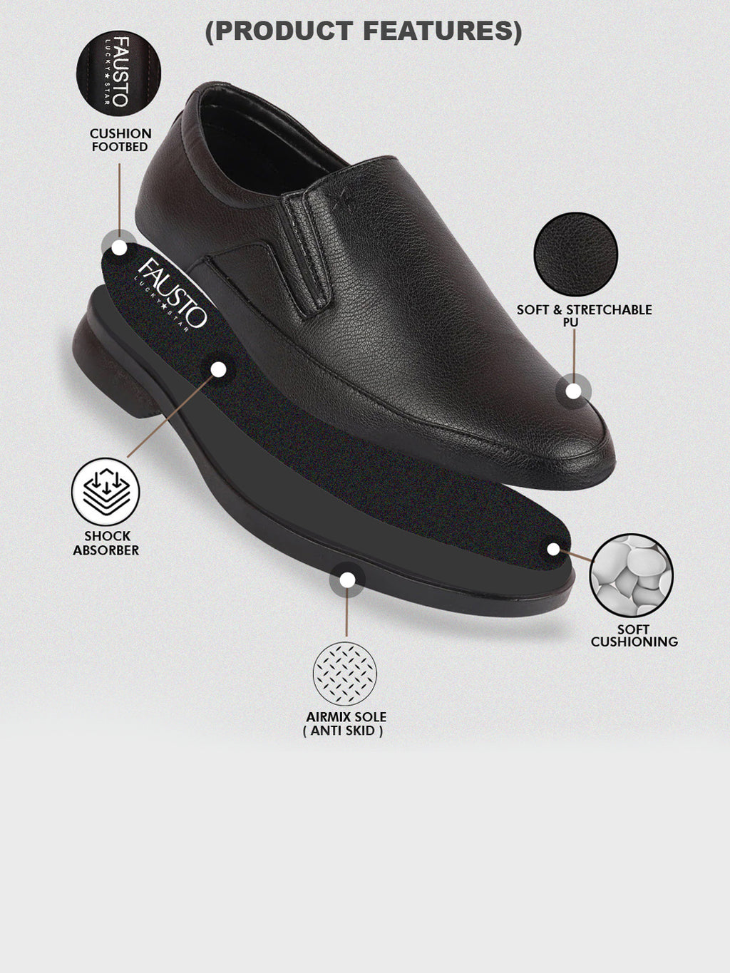 Shop Men Black Formal Outdoor Office Slip On Shoes Online.