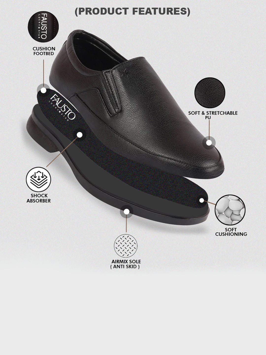 Shop Men Black Formal Outdoor Office Slip On Shoes Online.