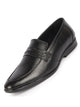 Men Black Formal Office Genuine Leather Pointed Toe Slip On Shoes with Comfort EVA Pad Insole