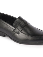 Men Black Formal Office Genuine Leather Pointed Toe Slip On Shoes with Comfort EVA Pad Insole
