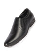 Men Black Genuine Leather Formal Office Pointed Toe Slip On Shoes with Comfort EVA Pad Insole