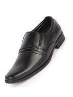 Men Black Genuine Leather Formal Office Work Round Toe Slip On Shoes with Comfort EVA Pad Insole