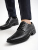 Men Black Genuine Leather Formal Office Work Round Toe Derby Lace Up Shoes with Comfort EVA Pad Insole