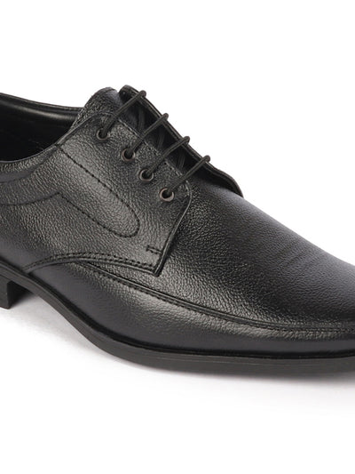 Shop Black Round Toe Derby Shoes of Genuine Leather Fausto