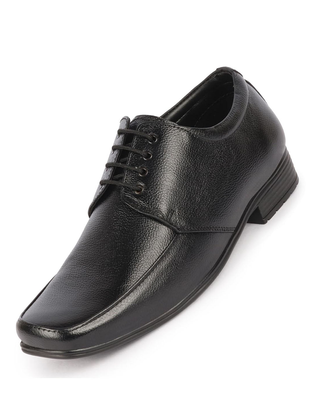 Men Black Genuine Leather Formal Office Work Broad Feet Derby Lace Up Shoes with Comfort EVA Pad Insole