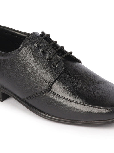 Men Black Genuine Leather Formal Office Work Broad Feet Derby Lace Up Shoes with Comfort EVA Pad Insole