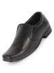 Men Black Genuine Leather Formal Office Work Broad Feet Slip On Shoes with Comfort EVA Pad Insole
