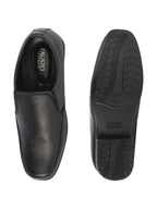 Men Black Genuine Leather Formal Office Work Broad Feet Slip On Shoes with Comfort EVA Pad Insole