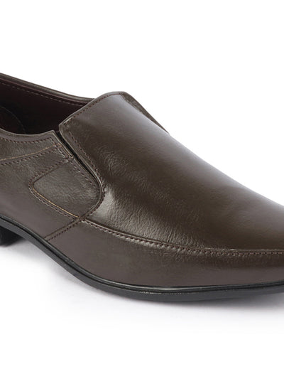Men Brown Formal Office Work Pointed Toe Slip On Shoes