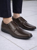 Men Brown Formal Office Work Broad Feet Derby Lace Up Shoes