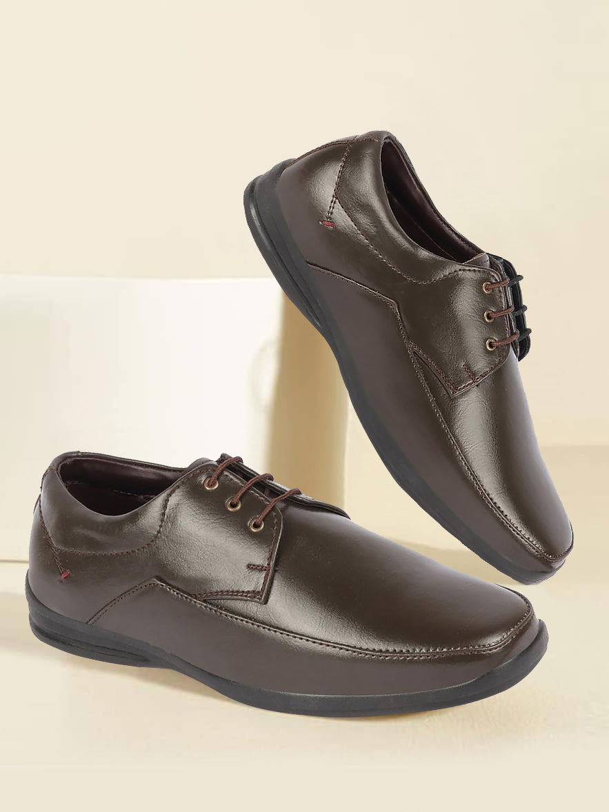 men brown formal office work broad feet derby lace up shoes