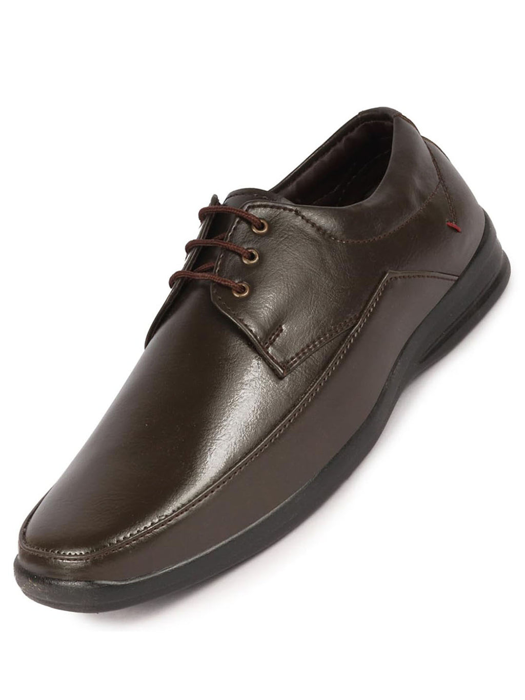 men brown formal office work broad feet derby lace up shoes