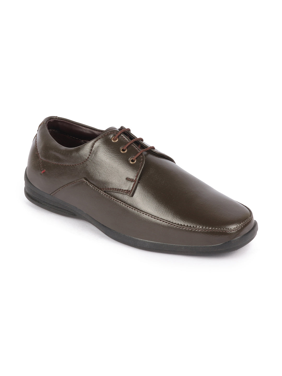 men brown formal office work broad feet derby lace up shoes