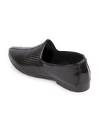 Shop Men Black Glossy Shine Textured Design Wedding Festive Ethnic Slip On Jutis and Mojaris Online.