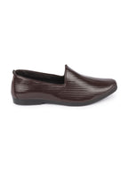 Shop Men Brown Glossy Shine Textured Design Wedding Festive Ethnic Slip On Jutis and Mojaris Online.