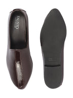 Shop Men Brown Glossy Shine Textured Design Wedding Festive Ethnic Slip On Jutis and Mojaris Online.