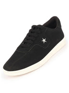Shop Men Black Classic Embroidery Star Upper Soft Suede Leather Lace Up Sneakers Shoes Online.
