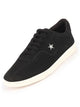 Men Black Classic Embroidery Star Upper Soft Suede Leather Lace Up Sneakers Shoes
