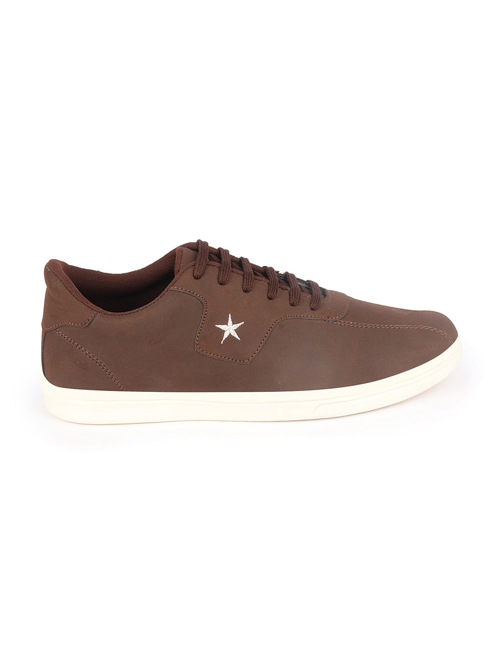 Shop Men Brown Classic Embroidery Star Upper Soft Suede Leather Lace Up Sneakers Shoes Online.