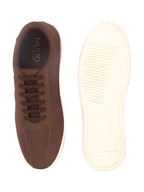 Shop Men Brown Classic Embroidery Star Upper Soft Suede Leather Lace Up Sneakers Shoes Online.