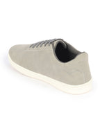 Shop Men Grey Classic Embroidery Star Upper Soft Suede Leather Lace Up Sneakers Shoes Online.