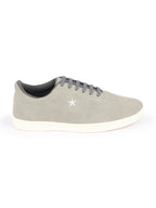 Shop Men Grey Classic Embroidery Star Upper Soft Suede Leather Lace Up Sneakers Shoes Online.