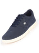 Men Navy Blue Classic Embroidery Star Upper Soft Suede Leather Lace Up Sneakers Shoes