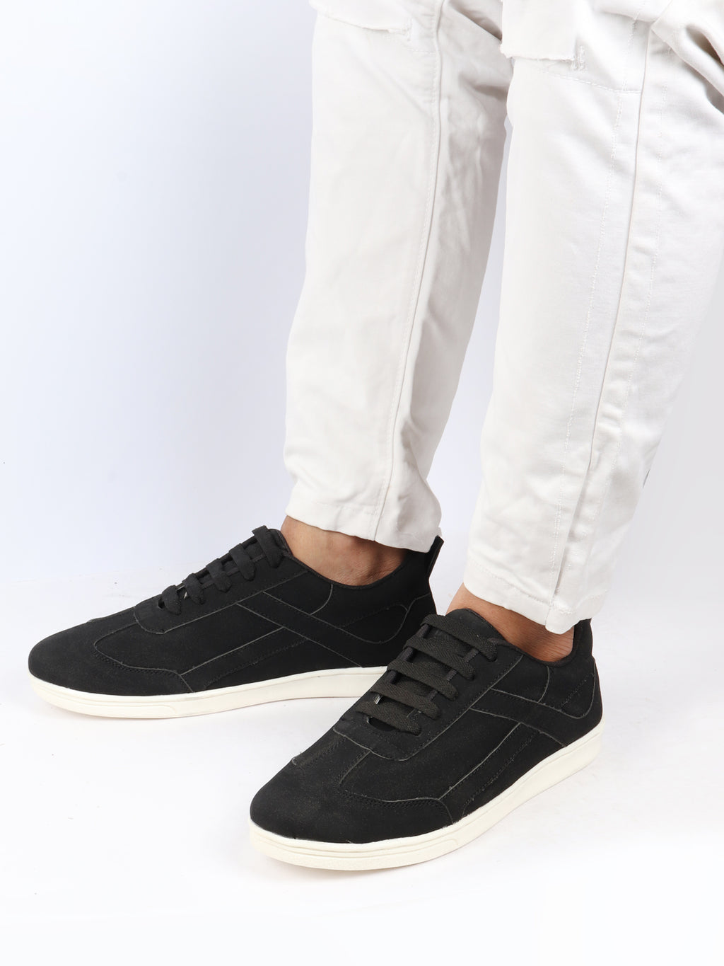 Men Black Trendy Fashion Classic Super Light Speedy Runs Anti Skid Lace Up Sneakers Shoes