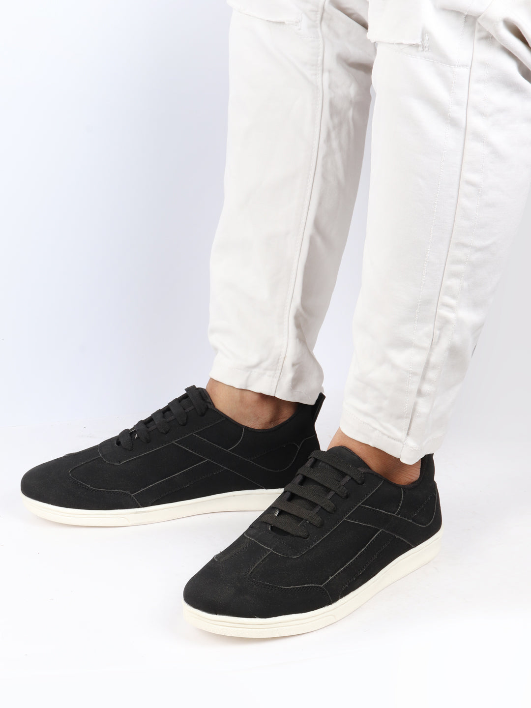 Men Black Trendy Fashion Classic Super Light Speedy Runs Anti Skid Lace Up Sneakers Shoes