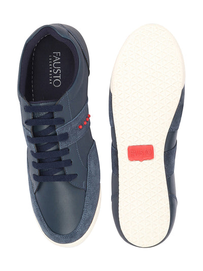 Shop Men's Navy Blue Classic Lace Up Sneakers Shoes Online