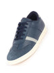 Men Navy Blue Embellished Strip Breathable Upper PU Suede Leather Lace Up Sneakers Shoes
