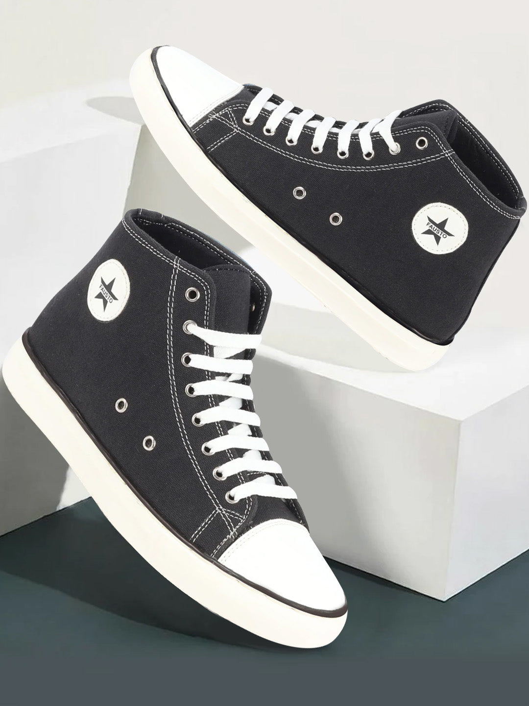 Black white canvas shoes online